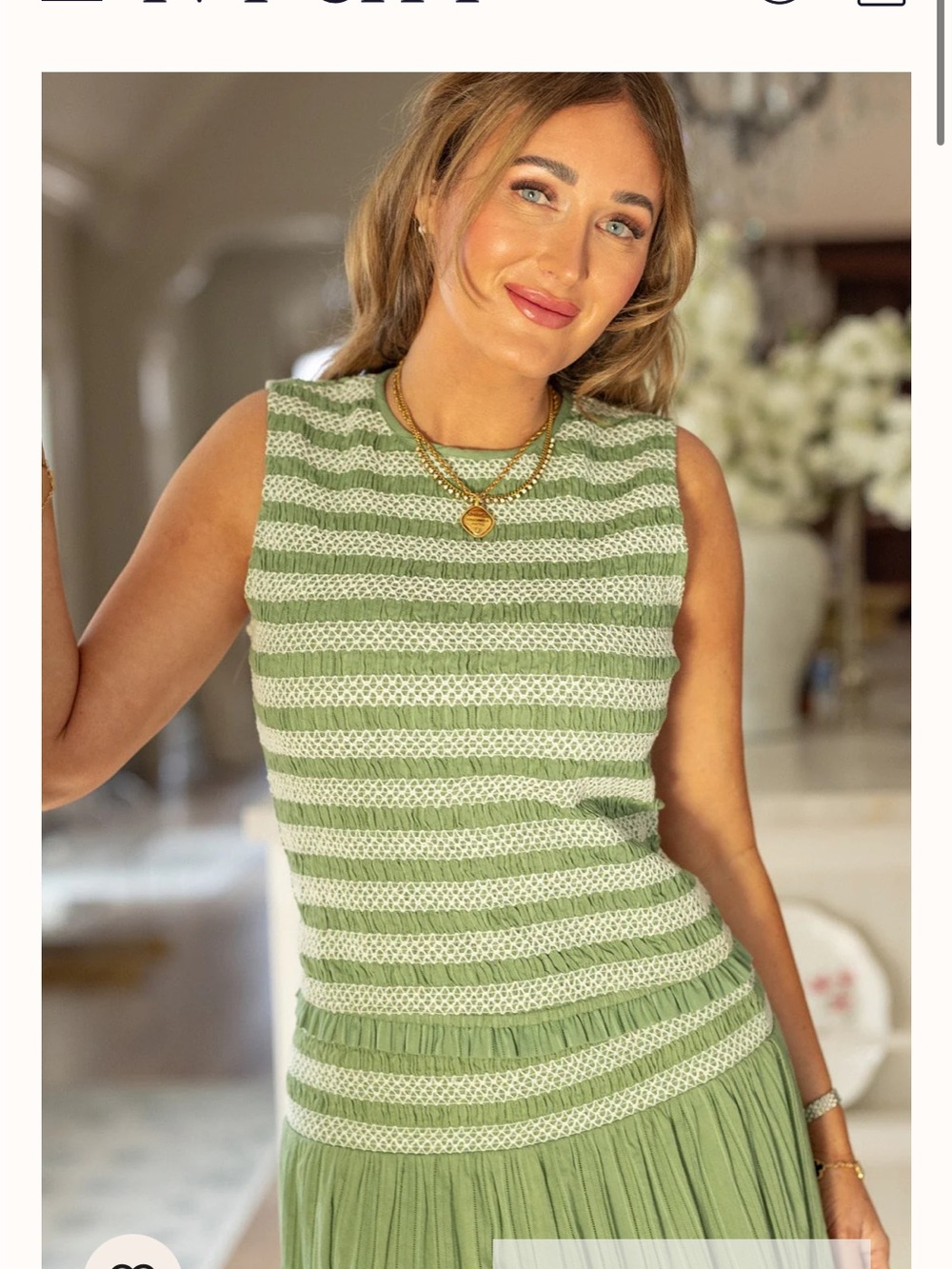 Ivy city journey top xxs Green and White Striped Knit Sleeveless Top